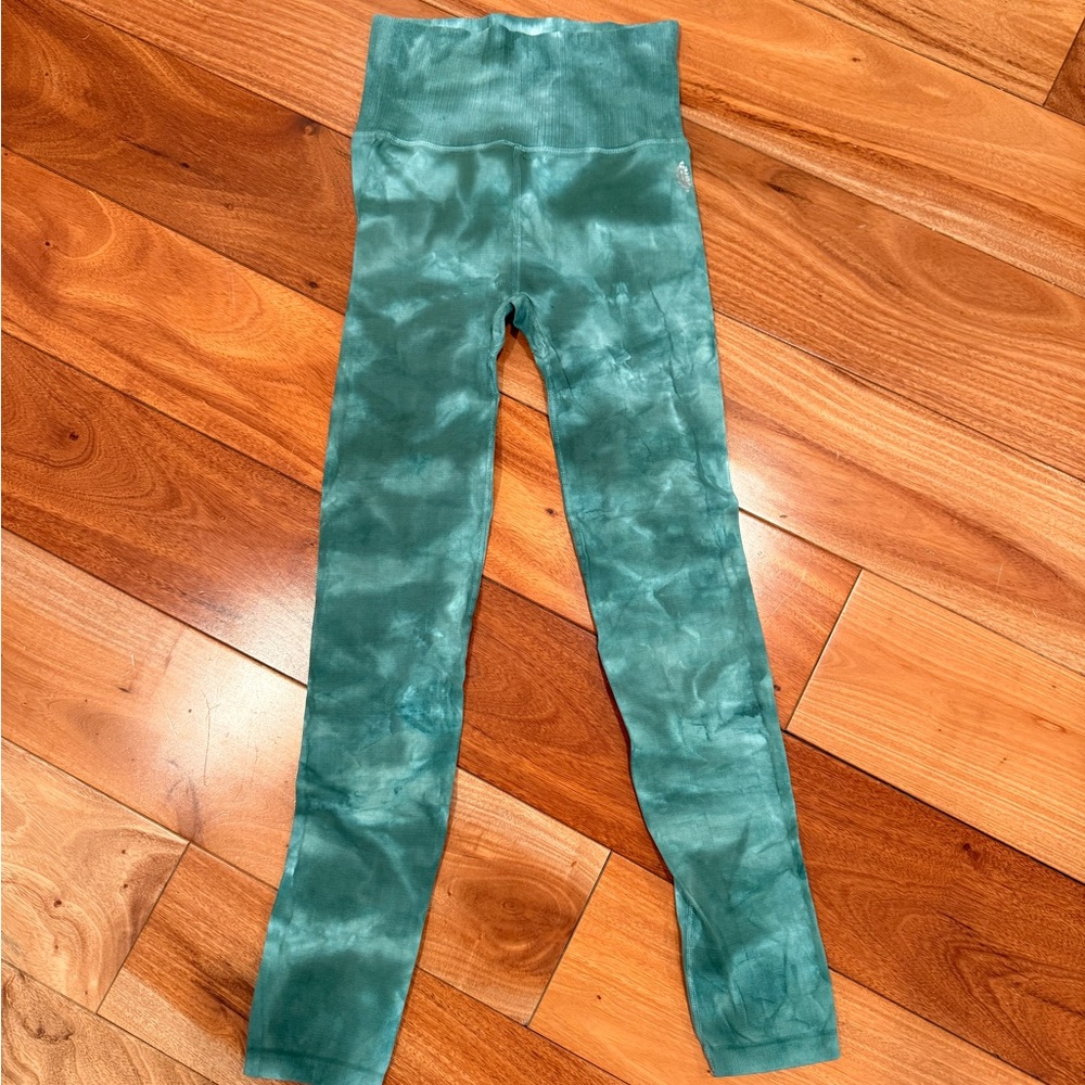 Free People Mint Tie-Dye Ribbed Leggings